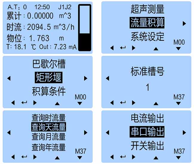 水庫(kù)超聲波流量計(jì)顯示說明圖