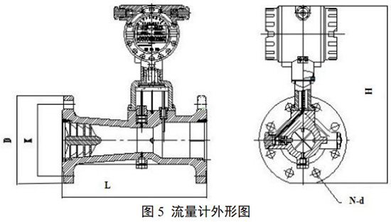 煤氣旋進(jìn)旋渦流量計(jì)外形圖